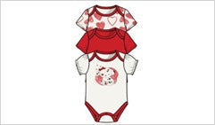 Puppy Love 3-Pack Short-Sleeve Creepers β 0/3M-6/9M